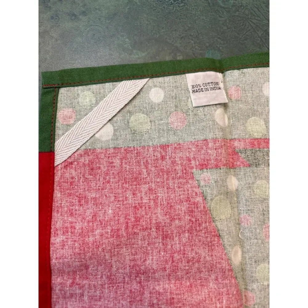 Christmas kitchen tea towels matching pair (2) festive red green holiday cotton